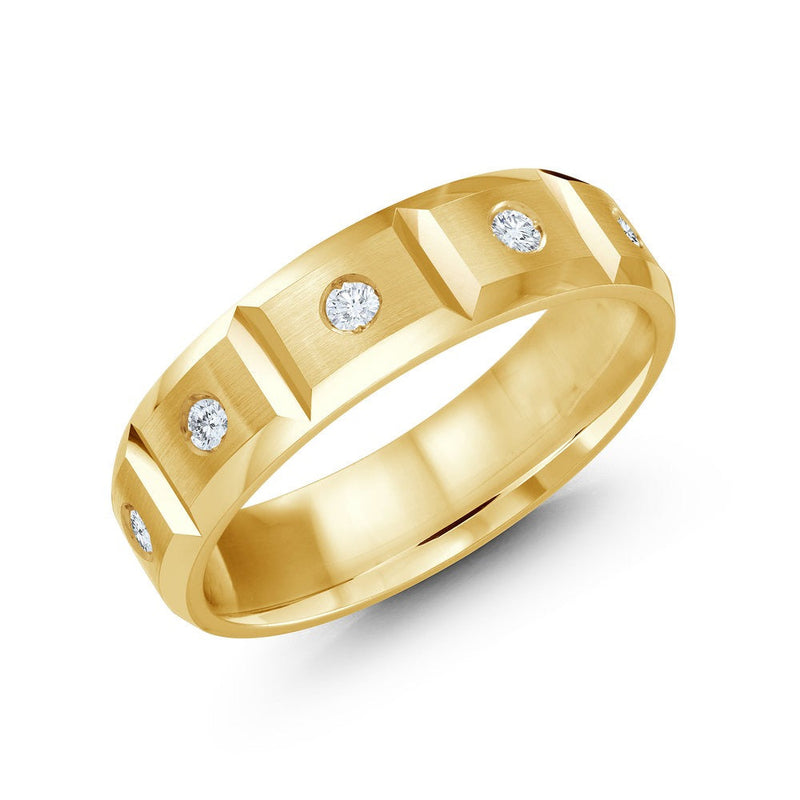 MALO Diamond Men’s Band – Modern Faceted Design with Round Diamond Accents – JMD-388-Regal Jewels