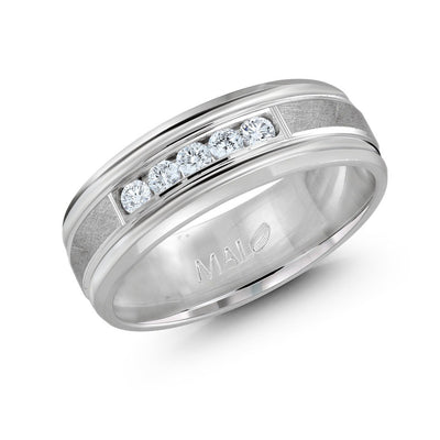 MALO Diamond Men’s Band – Brushed Two-Tone Center with Channel Diamond Row (JMD-471)-Regal Jewels