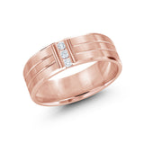 MALO Diamond Men’s Band – Satin Finish Triple Groove Design with 3-Diamond Bar  (JMD-500)-Regal Jewels