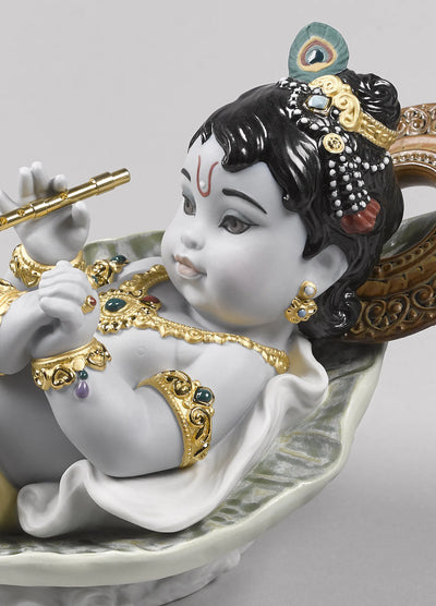 "Display Only Call for Availability and Price" Krishna on Leaf Figurine