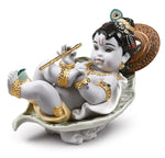 "Dispaly Only Call for Availability and Price" Krishna on Leaf Figurine