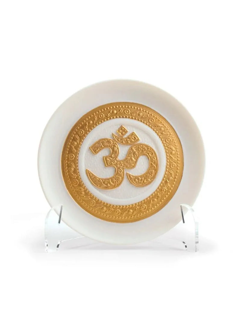 Om Decorative Plate. Golden Lustre