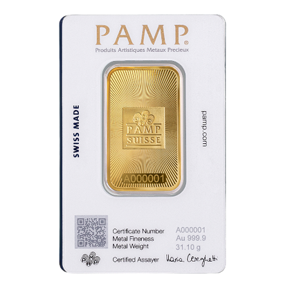 PAMP Suisse 999.9 Pure 1oz Gold Bar NEW