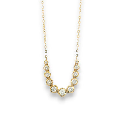 18KT yellow gold curved chain with graduated bezel-set natural diamonds by Regal Jewels