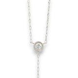 PT900 platinum Y-drop chain with bezel-set round natural diamond by Regal Jewels