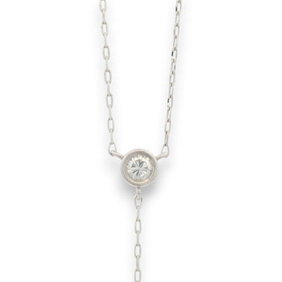 PT900 platinum Y-drop chain with bezel-set round natural diamond by Regal Jewels