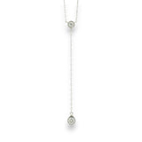 PT900 platinum Y-drop chain with bezel-set round natural diamond by Regal Jewels