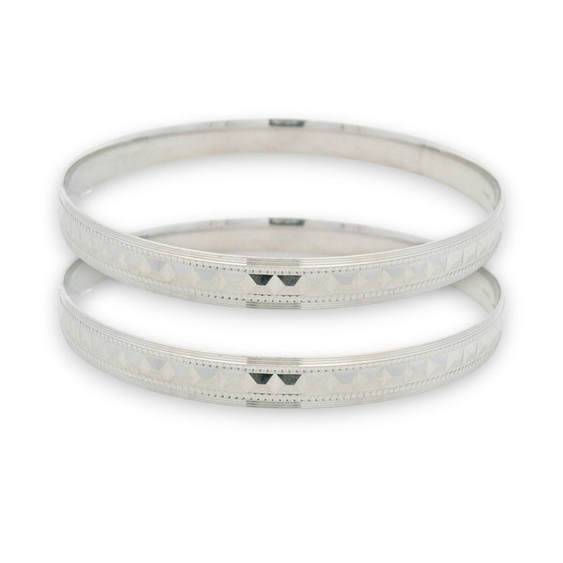 Platinum faceted textured classic bangles set size 2.6 weighing 44.9 gm by Regal Jewels Chicago (RJPB3011)