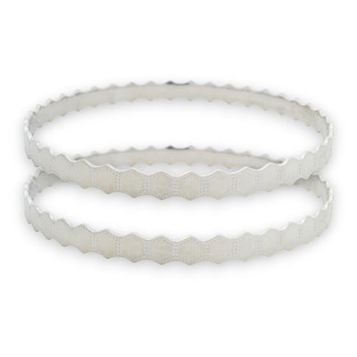 Platinum textured scalloped designer bangles set size 2.6 weighing 37.5 gm by Regal Jewels Chicago (RJPB3013)