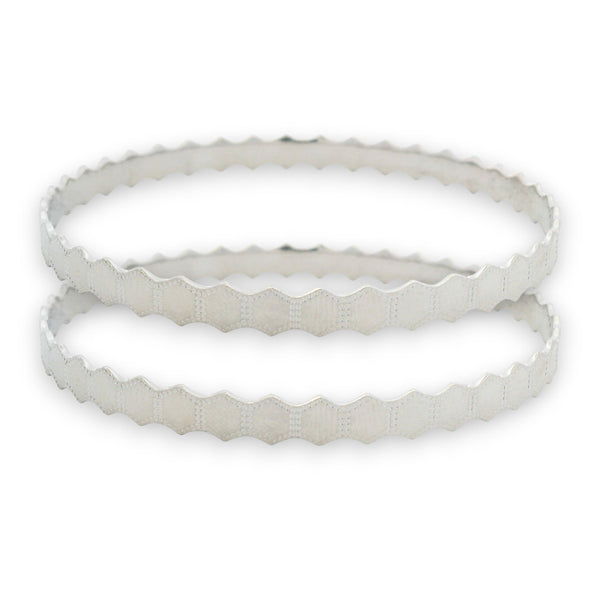 Platinum textured scalloped designer bangles set size 2.6 weighing 37.5 gm by Regal Jewels Chicago (RJPB3013)