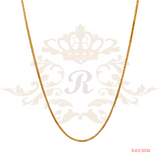 The Gold Chain RJGC2038, an elegant 22kt gold chain perfect for any collection. This chain measures approximately 18 inches in length and features a secure lobster clasp closure. Weighing 6.40 grams, it is a simple yet stylish piece of jewelry suitable for various occasions.