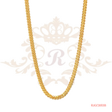 The Gold Chain RJGC2053, an elegant 22kt gold box chain from Regal Jewels. This beautiful chain measures 15 inches in length and weighs 3.60 grams. It showcases a classic box chain design, known for its simple and sophisticated look. Crafted with high-quality 22kt gold, this chain is a beautiful and versatile piece of jewelry suitable for both men and women.
