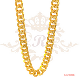The Gold Chain RJGC2056, a stunning 22kt yellow gold Cuban link chain from Regal Jewels. This stylish chain weighs 41.10 grams and showcases a classic Cuban link chain design. With its sleek and sophisticated look, the Cuban link chain is a popular choice for both men and women. Crafted with high-quality 22kt yellow gold, this chain is a statement-making and fashionable piece of jewelry.