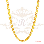 The Gold Chain RJGC2056, a stunning 22kt yellow gold Cuban link chain from Regal Jewels. This stylish chain weighs 41.10 grams and showcases a classic Cuban link chain design. With its sleek and sophisticated look, the Cuban link chain is a popular choice for both men and women. Crafted with high-quality 22kt yellow gold, this chain is a statement-making and fashionable piece of jewelry.