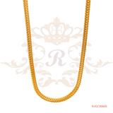 The Gold Chain RJGC2060, a stunning 22kt yellow gold Figaro chain from Regal Jewels. This unique piece of jewelry weighs 14.00 grams and showcases a Figaro chain design known for its distinctive pattern of alternating flattened links. The eye-catching look of the Figaro chain adds a touch of elegance and style to this beautiful chain. Crafted with high-quality 22kt yellow gold, this chain is a stunning addition to any collection.