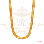 The Gold Chain RJGC2065, a stunning piece of jewelry from Regal Jewels. Crafted from high-quality 22kt yellow gold, this chain weighs 33.70 grams. It features a unique and eye-catching design with interlocking oval links, giving it a modern and sophisticated look. This chain is a statement piece that combines elegance and craftsmanship.