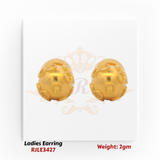 22KT Gold Ladies Earring Pair– Textured Ball Design – 2 gm (RJLE3427)