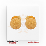 22KT Gold Ladies Earring Pair– Textured Ball Stud Design – 2.1 gm (RJLE3770)