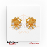 22KT Gold Ladies Earring Pair– Heart & CZ Accent Design – 1 gm (RJLE3773)