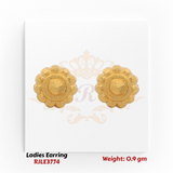22KT Gold Ladies Earring Pair– Petite Floral Stud Design – 0.9 gm (RJLE3774)