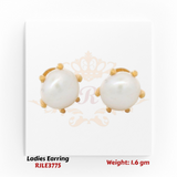 22KT Gold Ladies Earring Pair– Classic Pearl Stud Design – 1.6 gm (RJLE3775)