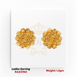 22KT Gold Ladies Earring Pair– Floral Beaded Stud Design – 1.5 gm (RJLE3780)