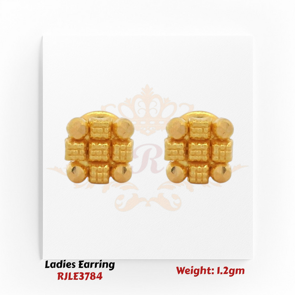 22k Gold earrings on a white background with Regal jewels logo and product details.