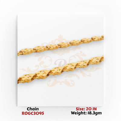 Elegant 22kt gold heart link necklace 20 inch fine gold jewelry ROGC3095