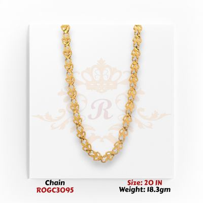 22kt gold heart link designer chain necklace 20 inch 18.3 gm ROGC3095