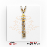 22kt yellow and white tone gold tassel drop chain necklace 18 inch ROGC3119