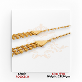 22kt gold triple layer beaded chain necklace 17 inch elegant festive jewelry ROGC3121