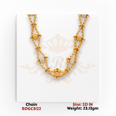 22kt gold traditional bead pattern chain necklace 20 inch elegant festive wear ROGC3122