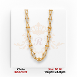 22kt yellow gold beaded designer chain necklace 20 inch 23.13 gm textured gold ROGC3122
