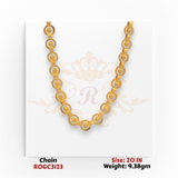 Lightweight 22kt gold round link chain necklace 20 inch elegant daily wear ROGC3123
