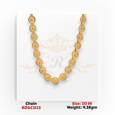 Lightweight 22kt gold round link chain necklace 20 inch elegant daily wear ROGC3123