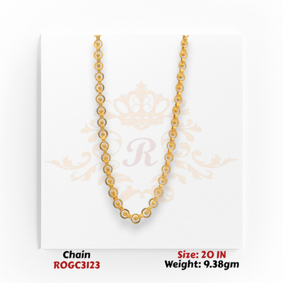 22kt yellow gold circular link chain necklace 20 inch 9.38 gm high polish ROGC3123