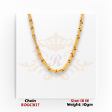 22kt gold sleek designer chain 18 inch fine gold jewelry high shine ROGC3127