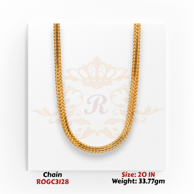 22kt yellow gold curb chain necklace 20 inch 33.77 gm high polish heavy gold chain ROGC3128