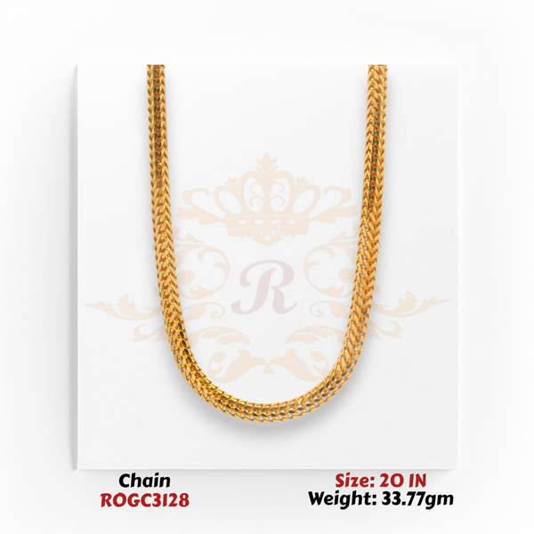 22kt yellow gold curb chain necklace 20 inch 33.77 gm high polish heavy gold chain ROGC3128