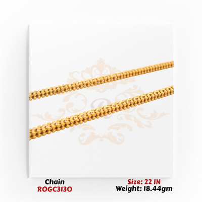 Classic 22kt gold beaded link chain necklace 22 inch long fine gold jewelry ROGC3130