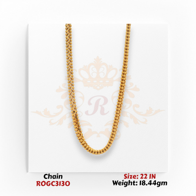 22kt yellow gold beaded chain necklace 22 inch 18.44 gm high polish finish ROGC3130