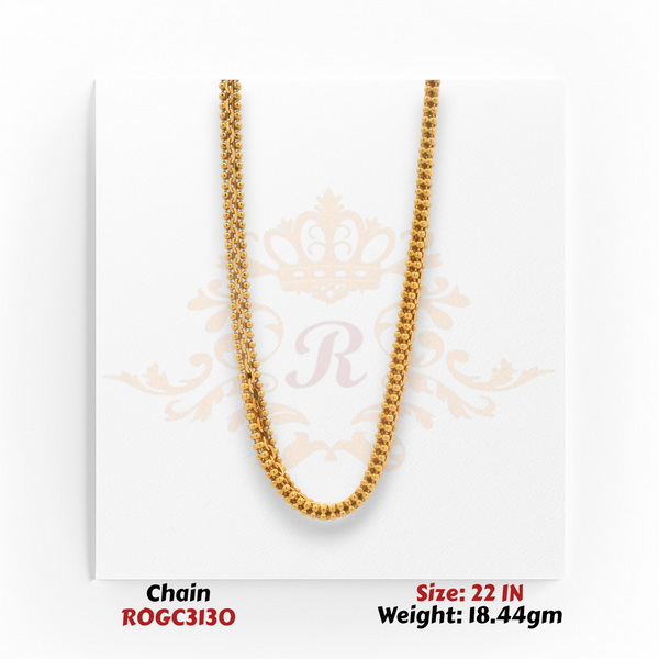 22kt yellow gold beaded chain necklace 22 inch 18.44 gm high polish finish ROGC3130