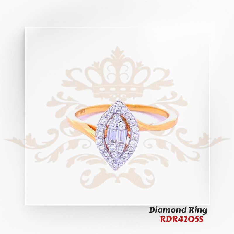 18kt gold diamond ring weighing 2.42 gm. Size 5.5. The diamond is of VVS2-VS1 clarity and F-G color. Total diamond weight is 0.17 ct.