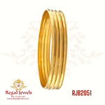 Set of 4 22k gold hollow machine-made pipe bangles in a plain design. Weight 40.10 gm. SKU RJB2051.