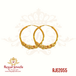 22k gold Bali earring, featuring a traditional Punjabi small size. SKU: RJE2056. Weight: 1.90 grams. Height: 2.0cm. Width: 2.0cm.