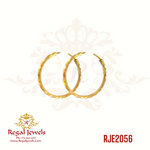 22k gold Bali earring, featuring a traditional Punjabi small size. SKU: RJE2056. Weight: 1.90 grams. Height: 2.0cm. Width: 2.0cm.