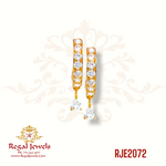 22k gold Bali Earrings with Cubic Zirconia in all yellow gold. SKU: RJE2072. Weight: 1.50gm Height: 2.0cm Width: 1.1cm