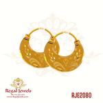 22k gold Nathiyan (earrings for men) in all yellow gold. SKU: RJE2080. Weight: 4.40 grams. Height: 2.0cm. Width: 1.9cm.