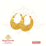 22k gold Nathiyan (earrings for men) in all yellow gold. SKU: RJE2081. Weight: 3.90 grams. Height: 1.8cm. Width: 1.8cm.