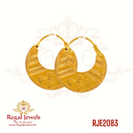 22k gold Nathiyan (earrings for men) in all yellow gold. SKU: RJE2083. Weight: 5.20 grams. Height: 2.5cm. Width: 2.2cm.